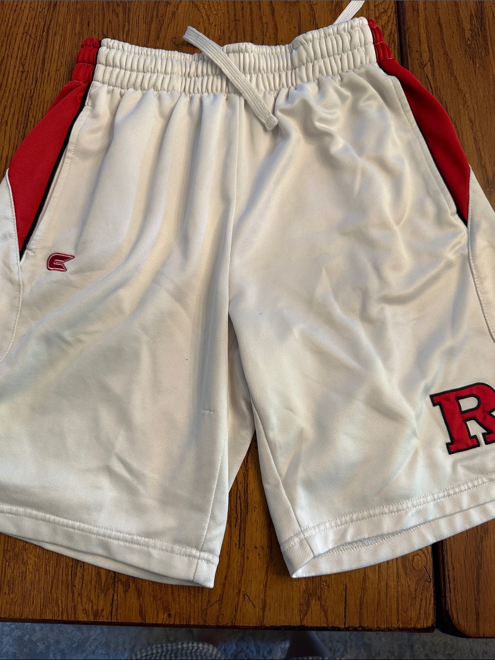 Colosseum White Athletic Shorts with Red Accents